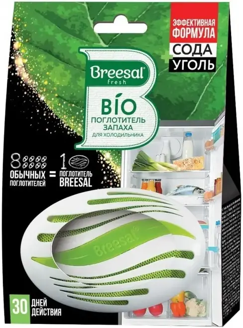 Breesal Fresh Сода Уголь био поглотитель запаха для холодильника (80 г)