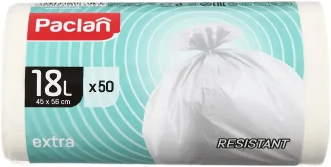 Paclan Extra мешки для мусора (50 пакетов) 18 л
