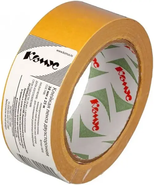 Комус клейкая лента двусторонняя монтажная (38*25 м) №1469043201514, 4690432015