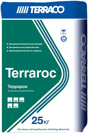 Terraco Terraroc PMR штукатурка безусадочная ремонтная для бетона (25 кг)