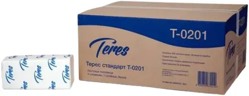 Терес Стандарт Т-0201 полотенца бумажные листовые V-сложения (200 полотенец в пачке)