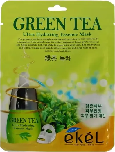 Ekel Green Tea Ultra Hydrating Essence Mask антиоксидантная тканевая маска для лица (1 тканевая маска)