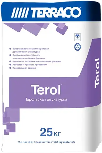 Terraco Terol Smooth штукатурка тирольская декоративная минеральная (25 кг) серая