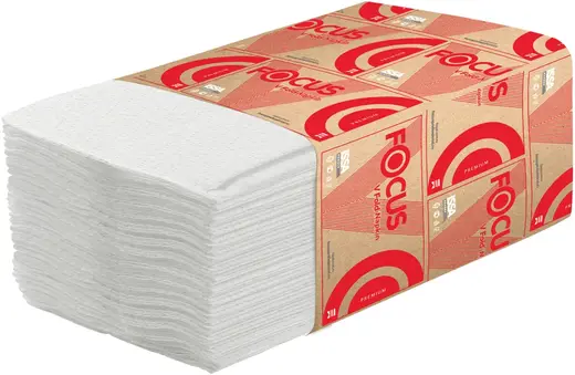 Focus Premium полотенца бумажные листовые V-сложения (15 пачек * 200 листов)