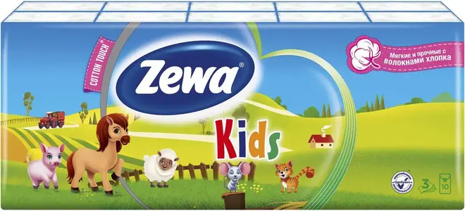 Zewa Zemma Kids платочки бумажные (10 пачек * 10 платочков в пачке)