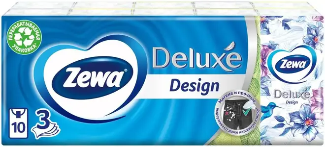 Zewa Deluxe Design платочки бумажные (10 пачек * 10 платочков в пачке)