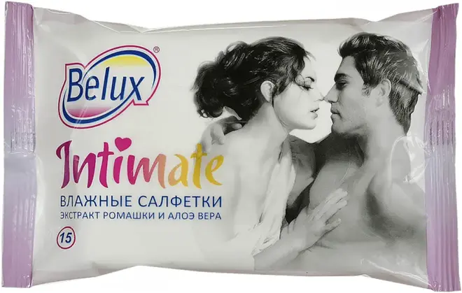 Belux Intimate Экстракт Ромашки и Алоэ Вера салфетки влажные для интимной гигиены (15 салфеток в пачке)