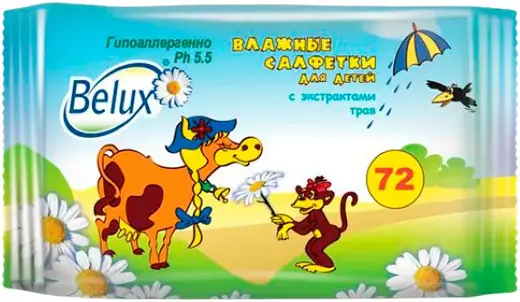 Belux с Экстрактом Трав салфетки влажные для детей (72 салфетки в пачке)