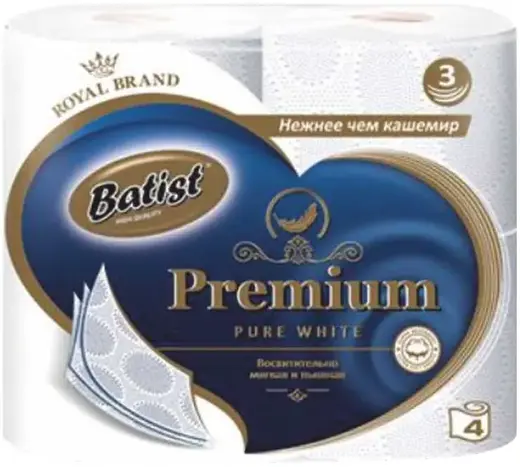 Belux Batist Premium Pure White бумага туалетная (4 рулона в упаковке)