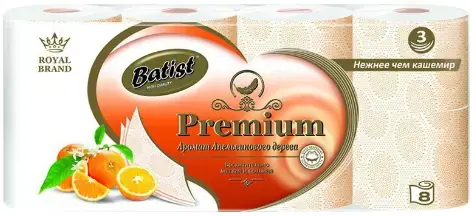 Belux Batist Premium Аромат Апельсинового Дерева бумага туалетная (8 рулонов в упаковке)