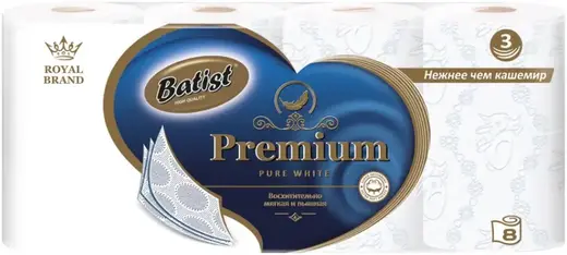Belux Batist Premium Pure White бумага туалетная (8 рулонов в упаковке)