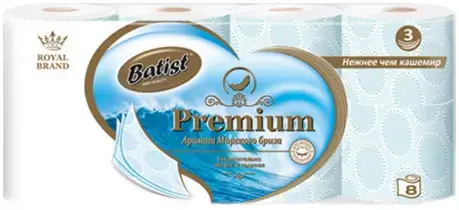 Belux Batist Premium Аромат Морского Бриза бумага туалетная (8 рулонов в упаковке)