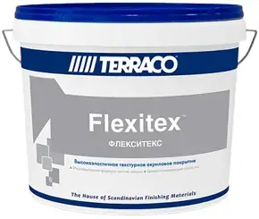Terraco Flexitex текстурное суперэластичное покрытие на акриловой основе (22.5 кг) белое (база Medium)