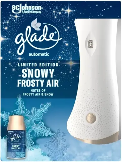 Glade Automatic Snowy Frosty Air автоматический освежитель воздуха (269 мл (1 диспенсер + 1 сменный баллон + 2 батарейки АА)