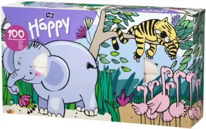 Bella Happy платочки бумажные универсальные (100 платочков в пачке)