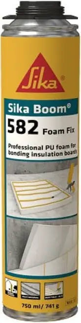 Sika Boom-582 Foam Fix полиуретановый клей-пена для изоляционных плит (750 мл)