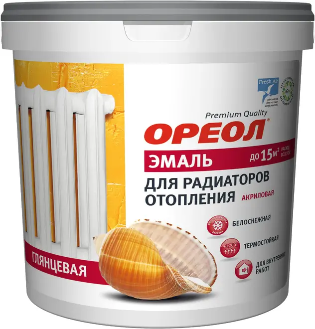 Ореол Premium Quality для Радиаторов Отопления эмаль акриловая (2.5 кг) белая матовая
