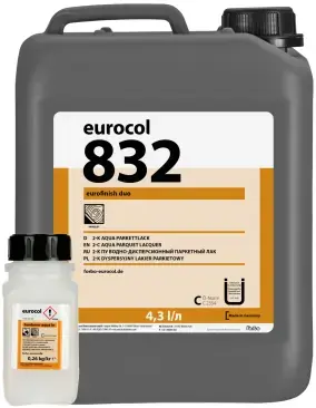Forbo Eurocol 832 Eurofinish Duo 2К лак паркетный полиуретановый 2-комп (4.56 л (4.3 л компонент А (полиуретановая дисперсия) + 0.26 кг компонент Б (о