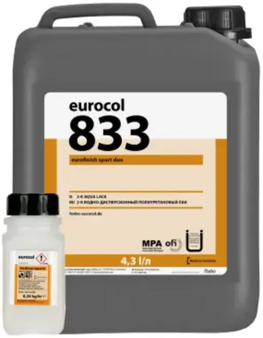 Forbo Eurocol 833 Eurofinish Sport Duo 2К лак паркетный полиуретановый 2-комп (4.56 л (4.3 л + 260 г) матовый