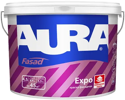 Aura Fasad Expo краска фасадная (900 мл) бесцветная гладкая