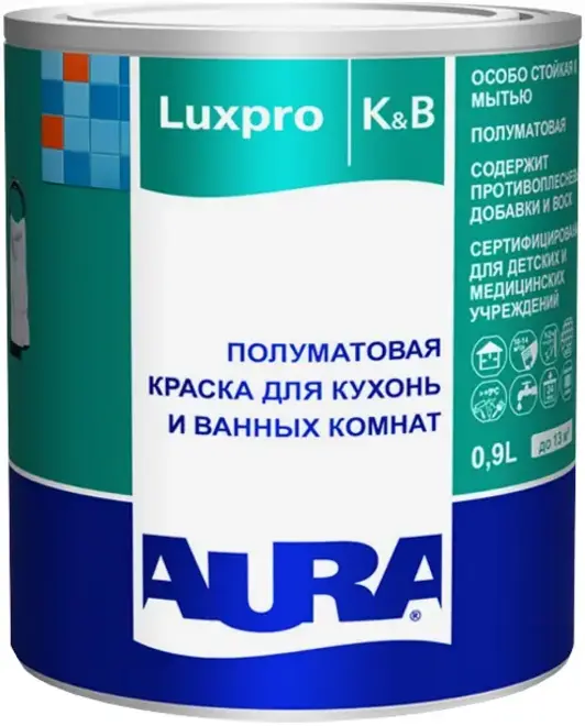 Aura Luxpro K & B полуматовая краска для кухонь и ванных комнат (900 мл) бесцветная