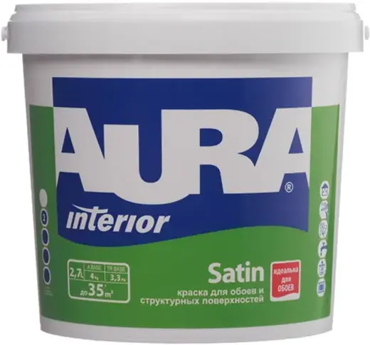 Аура Interior Satin краска для обоев и структурных покрытий (2.7 л) белая