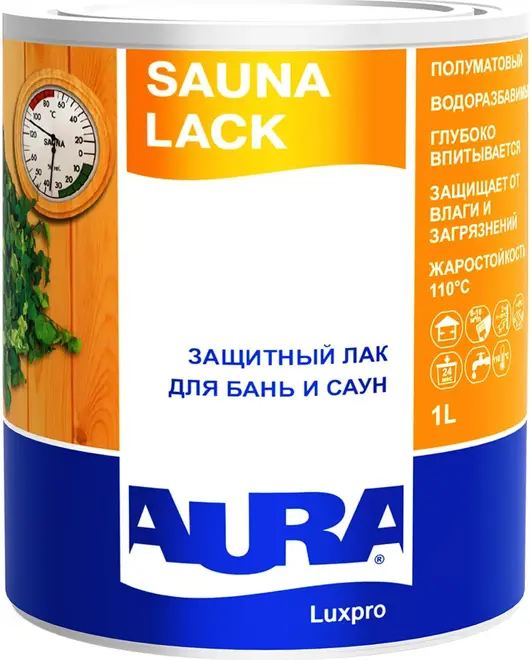 Aura Luxpro Sauna Lack лак для саун и бань защитный (1 л) полуматовый