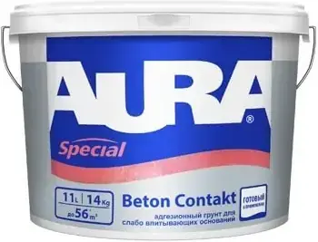 Аура Бетон-контакт Special адгезионный грунт для слабо впитывающих оснований (14 кг)