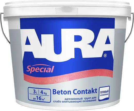 Аура Бетон-контакт Special адгезионный грунт для слабо впитывающих оснований (4 кг)