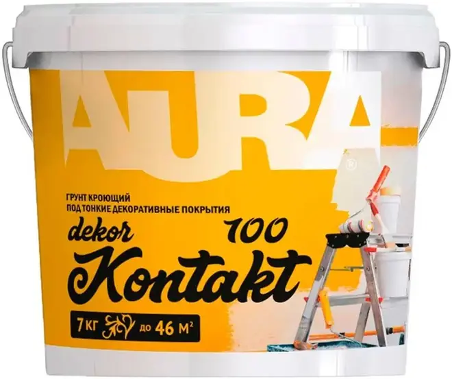 Aura Dekor Kontakt 100 грунт под тонкие декоративные покрытия кроющий (7 кг) белый
