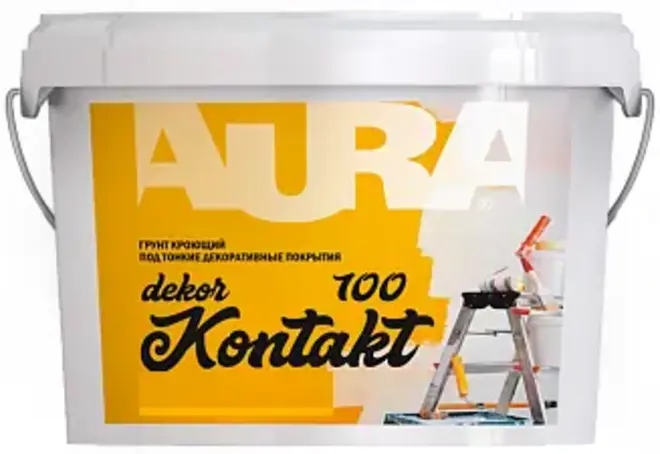Аура Dekor Kontakt 100 грунт под тонкие декоративные покрытия кроющий (1.4 кг)