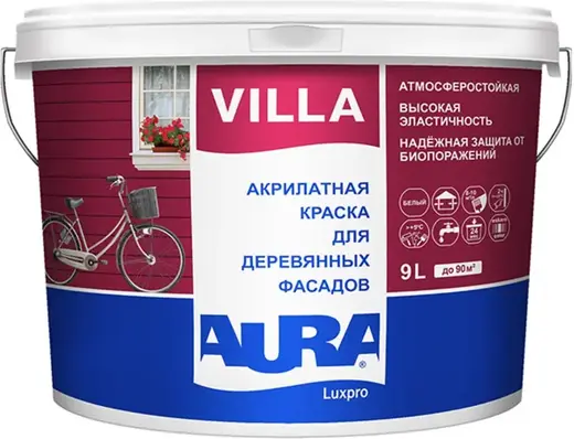 Аура Luxpro Villa краска для деревянных фасадов акрилатная (9 л) белая