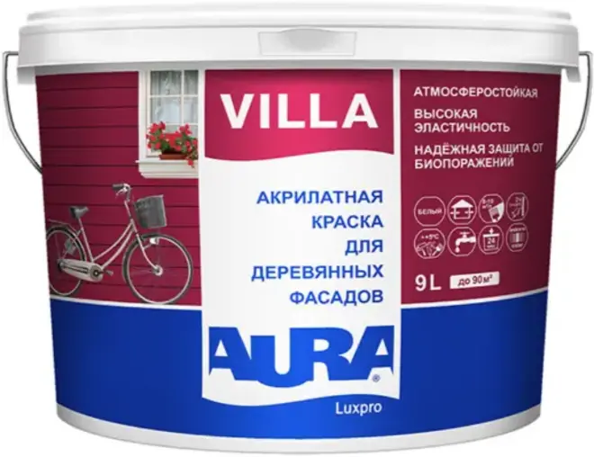 Аура Luxpro Villa краска для деревянных фасадов акрилатная (9 л) бесцветная