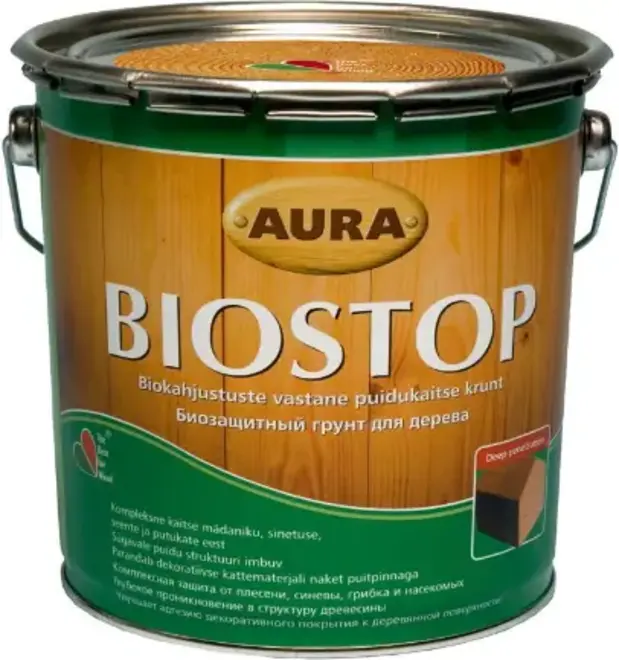 Aura Biostop грунт для дерева биозащитный (9 л) бесцветный