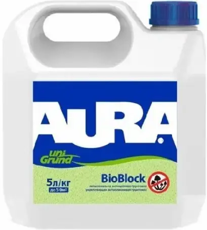 Аура Uni Grund Bioblock грунт глубокого проникновения 3 в 1 антиплесневый (5 л)