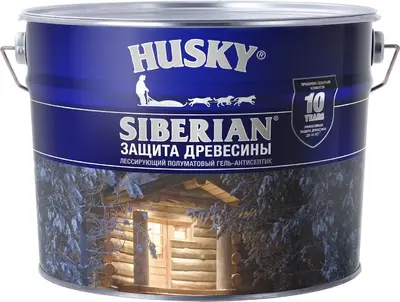 Хаски Siberian защита древесины лессирующий полуматовый гель-антисептик (9 л) осенний клен