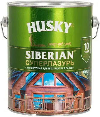 Хаски Siberian Суперлазурь лазурь деревозащитная сверхпрочная (2.7 л) бесцветная