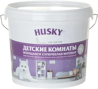 Хаски Детские Комнаты краска моющаяся супербелая матовая (5 л) бесцветная