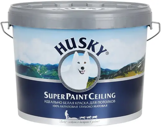 Хаски Super Paint Ceiling идеально белая краска для потолков 100% акриловая (10 л) белая до -20°C