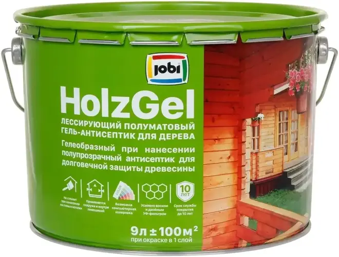 Jobi HoIzgeI лессирующий гель-антисептик для дерева (9 л) бесцветный