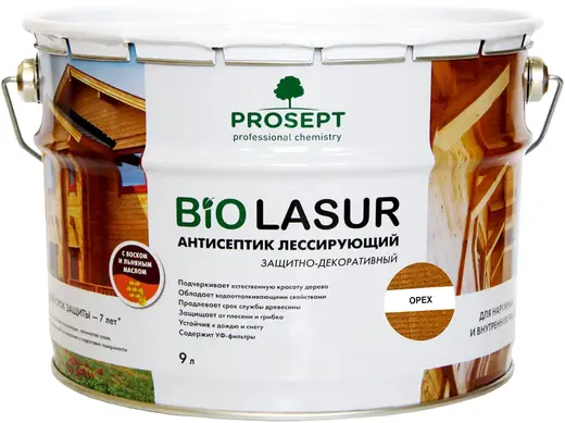 Просепт Bio Lasur антисептик лессирующий защитно-декоративный (9 л) орех