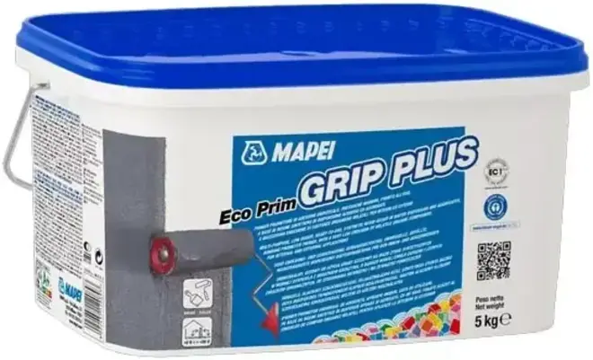 Mapei Eco Prim Grip Plus универсальная грунтовка для внутренних и наружных работ (5 кг) серая