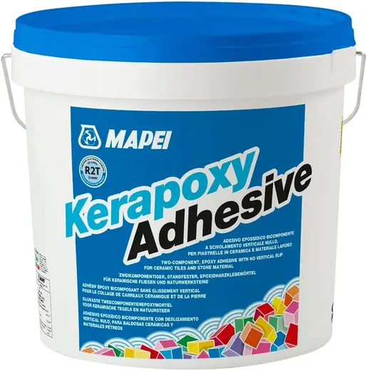 Mapei Kerapoxy Adhesive 2-комп реактивный эпоксидный клей (10 кг (1 ведро * 8 кг + 1 канистра * 2 кг) серый