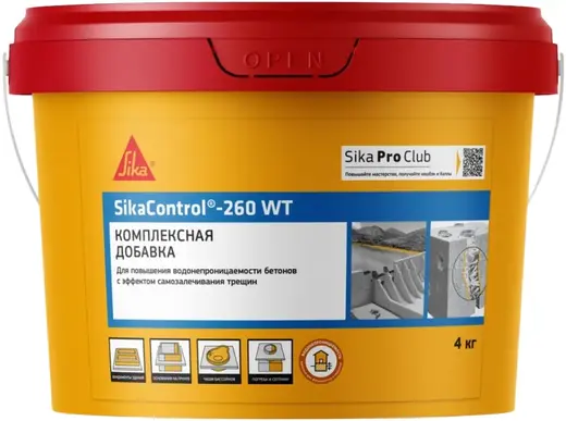 Sika Sikacontrol 260 WT комплексная добавка для повышения водонепроницаемости бетона (4 кг)
