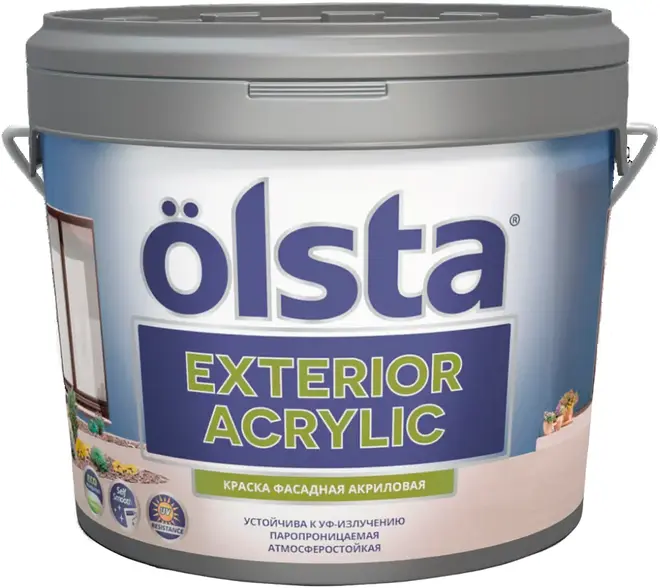 Olsta Exterior Acrylic краска фасадная акриловая (2.7 л) тепло-серая светлая, средний тон база А №60А Casual 00