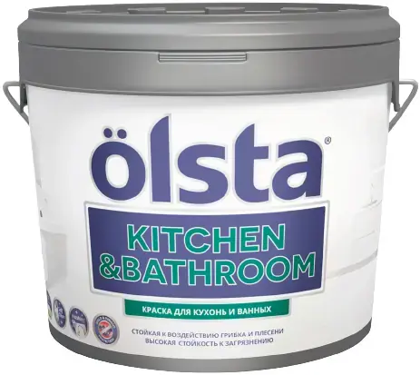 Olsta Kitchen & Bathroom краска для кухонь и ванных (2.7 л) бархатная платиновая серая база C №84C Reindeer 00