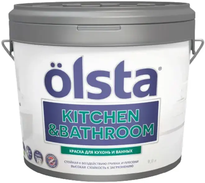 Olsta Kitchen & Bathroom краска для кухонь и ванных (9 л) натуральный светлый мех база A №92A Bjorn White 01