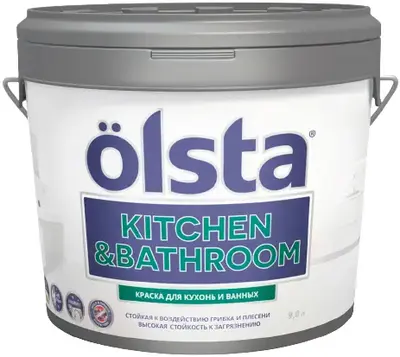 Olsta Kitchen & Bathroom краска для кухонь и ванных (9 л) сияющая светло-желтая база A №30A Vanilla Blend 01