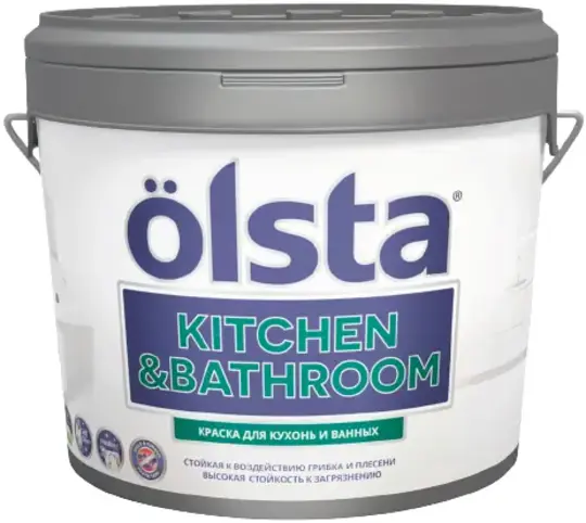 Olsta Kitchen & Bathroom краска для кухонь и ванных (2.7 л) светлая голубая база A №115A Glacier 01