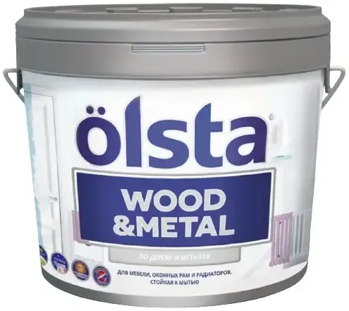 Olsta Wood & Metal краска по дереву и металлу (900 мл) натуральная черная нейтральная гамма база C №77C Carbon Black полуматовая